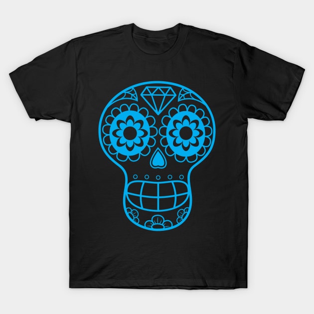 Sugarskull Blue T-Shirt by ToddTheFoxArt182